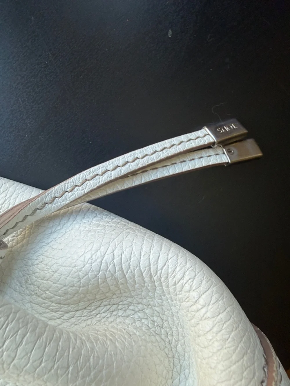 TOD'S Cream-White Pebbled Leather Tote with Top Handles - Picture 9 of 17